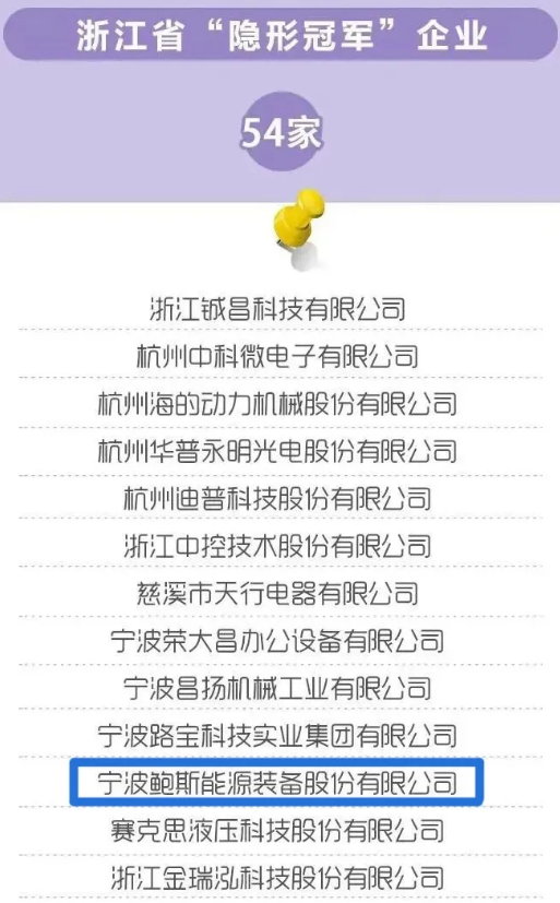 鮑斯壓縮機(jī)榮登浙江省“隱形冠軍企業(yè)”名單