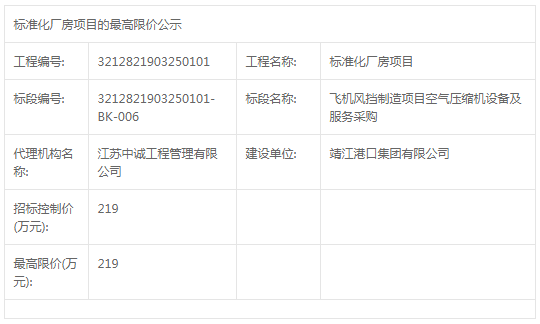 飛機風擋制造項目空氣壓縮機設(shè)備及服務(wù)采購最高限價